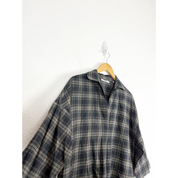 Vince Plaid Easy Pullover Cotton Cocoon Shirt Dress Small Green Lagenlook - Picture 7 of 13